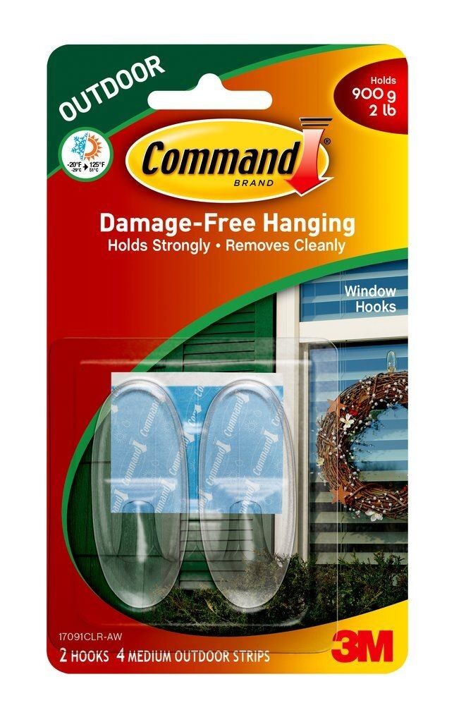 3M Command Clear Outdoor Medium Window Hook & Strips Kit