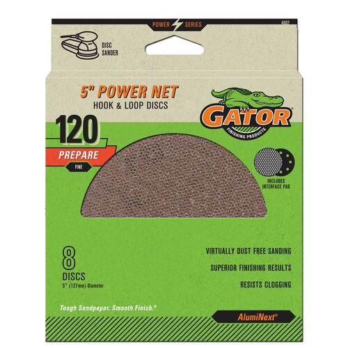 5" Power Net Hook & Loop Sanding Discs 8-Pack - 120 Grit