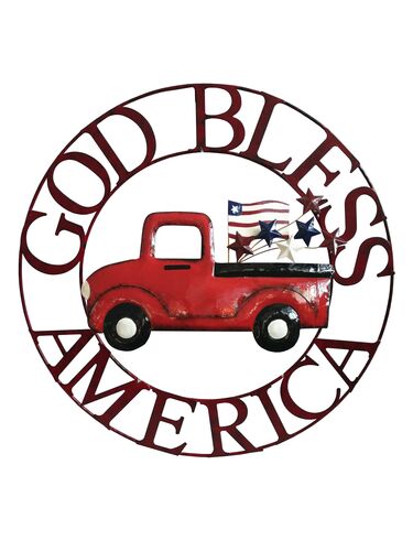 24" God Bless America Truck Wall Decor