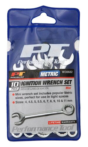 10-Piece Metric 12-Point Angled Head Ignition Combination Wrench Set