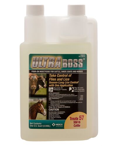 ULTRA Boss Pour-On Insecticide For Cattle Sheep Goats & Horses - 1 qt