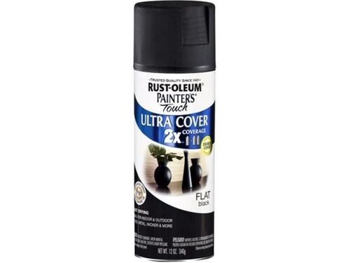 Painter's Touch 2X Ultra Cover Paint + Primer Spray Paint in Flat Black - 12 oz