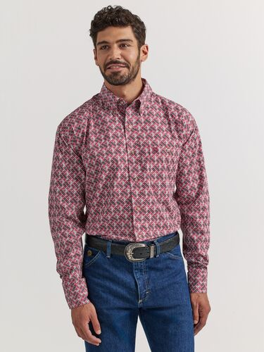 Men's George Strait 1 Pocket Button Down Shirt in Red Paisley