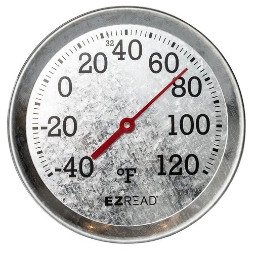 8" Galvanized Metal Dial Thermometer