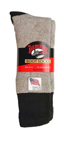 Men's Mid-Weight Boot Sock in Black 2-Pack