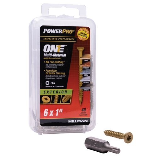 One Flat Head Exterior Multi-Material Screws