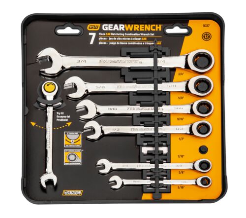7 Piece SAE Combination Ratcheting Wrench Set