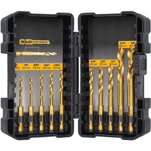10 Piece Titanium Impact-Ready Drill Bit Set