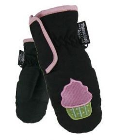 Toddler Girls' Microfiber Ski Mitten With Embroidered Design