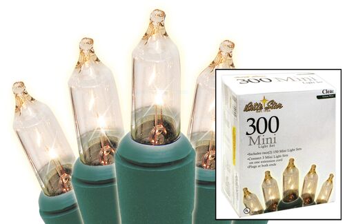 300-Count Mini Light Set in Clear/Green Wire
