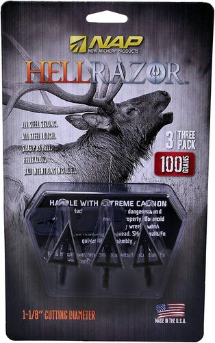 3-Pack 100 Grain 1 1/8" Cutting Diameter Hellrazer Crossbow Broadhead