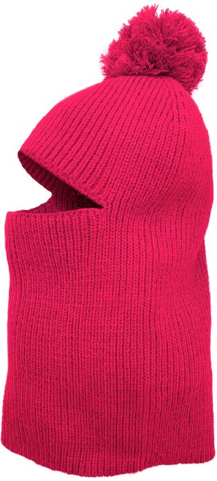1 Hole Facemask Knit Hat with Pom - Assorted Colors