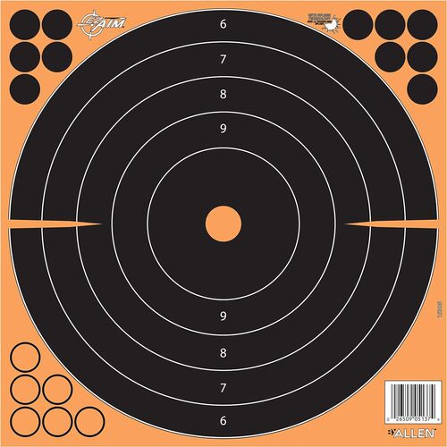 EZ Aim Adhesive Splash Reactive Paper Shooting Targets - Bullseye 12"W x 12"H 5-Pack Black/Orange