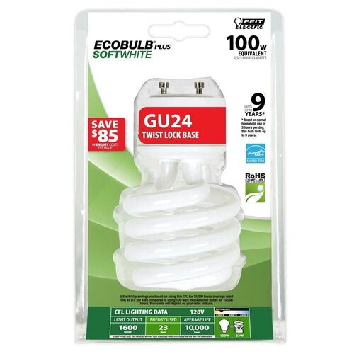 100W Equivalent Soft White (2700K) Spiral GU24 CFL Light Bulb
