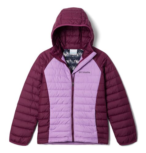 Girls' Powder Lite Hooded Jacket in Gumdrop/Marionberry