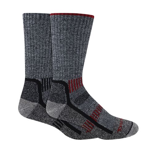 Men's 2-Pack Wool Blend Thermal Crew Socks in Black Marl - Size 10-13