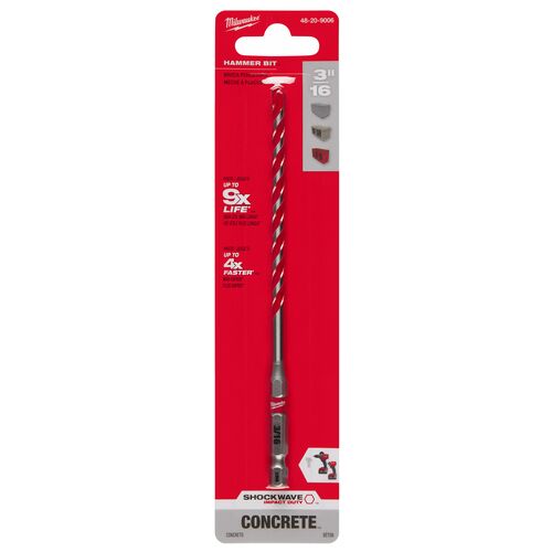 SHOCKWAVE Impact Duty Carbide Hammer Drill Bit 1-Pack - 3/16" x 4" x 6"