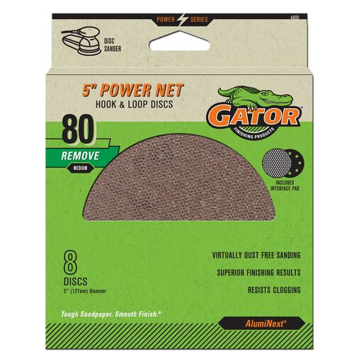 5" Power Net Hook & Loop Sanding Discs 8-Pack - 80 Grit