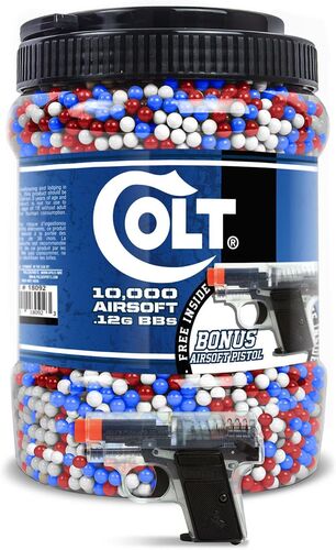 10,000 Count .12g/6mm Airsoft BBS with Bonus .25 Spring Airsoft Pistol