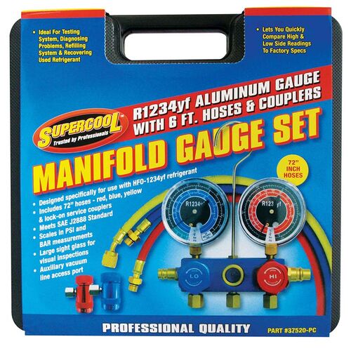 Manifold Gauge Set with R1234yf Aluminum Gauge and 6' Hoses & Couplers