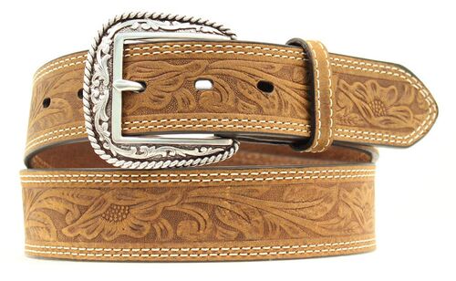 Men's Double Stitch Tooled Belt