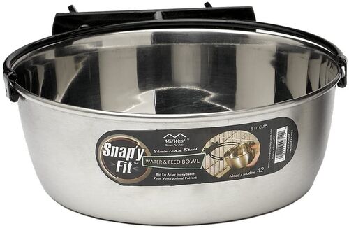 Snap'y Fit Stainless Steel Water and Food Bowl - 2 Qt