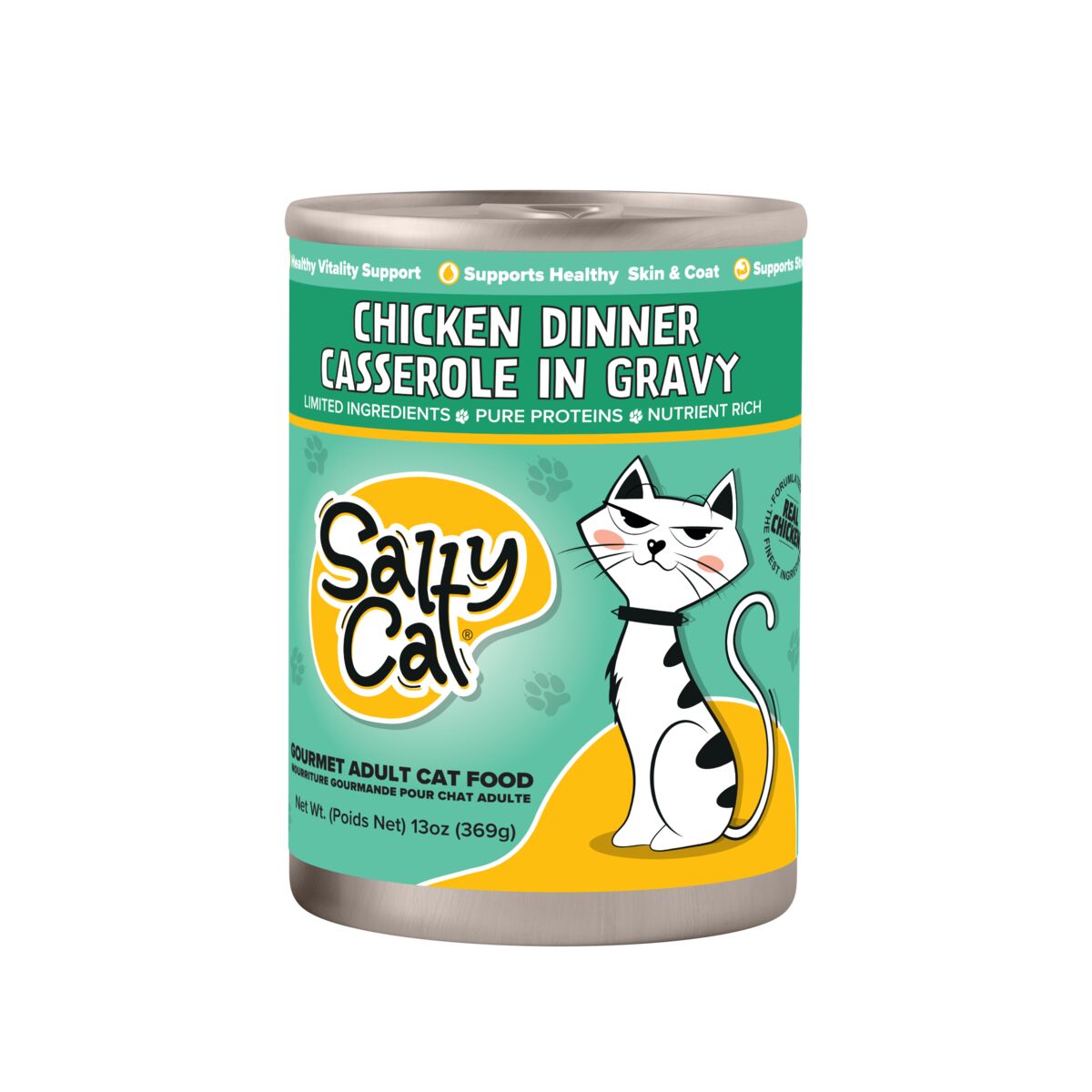 Salty Cat Chicken Dinner Casserole in Gravy Wet Cat Food 13 oz