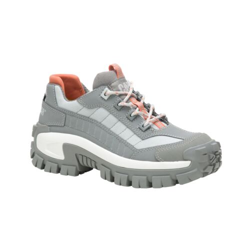 Women's Leather Mesh Gray Steel Toe Lace Shoe