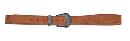 Embossed Belt with Western Buckle - L