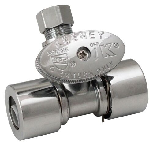 PF x 3/8" OD Chrome-Plated Brass Push Fit Straight Valve