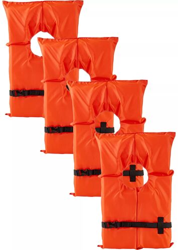 Adult Type II Life Jacket in Orange - 4-Pack