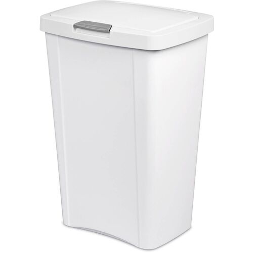 13 Gallon Capacity White Waste Basket with Latch