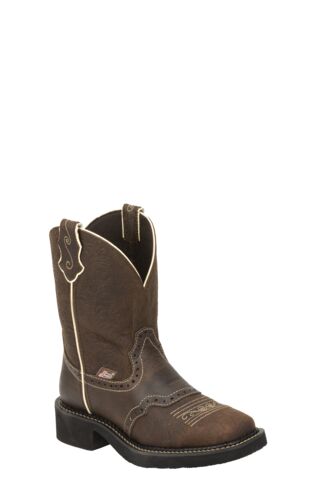 Women's Gypsy Collection 8" Brown Flower Suede Boot with Perforated Saddle Vamp