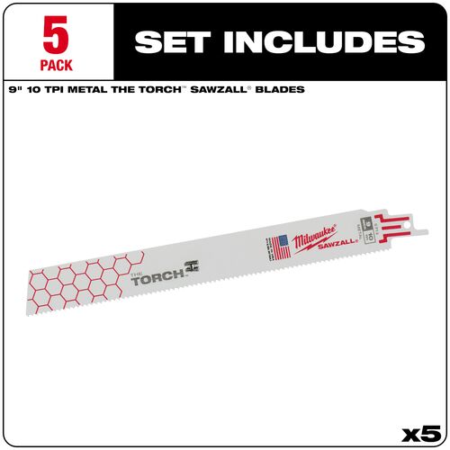 9" 10 TPI The Torch SAWZALL Blades - 5-Pack