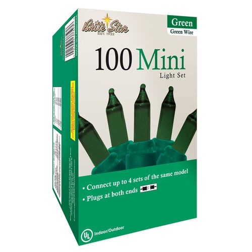 100-Count Mini Light Set in Green/Green Wire