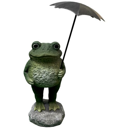 19" Frog with Umbrella Garden Statue