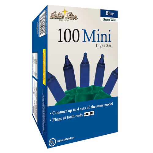 100-Count Mini Light Set in Blue/Green Wire