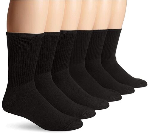 Men's 6 Pair All Purpose Cushion Crew Socks in Black