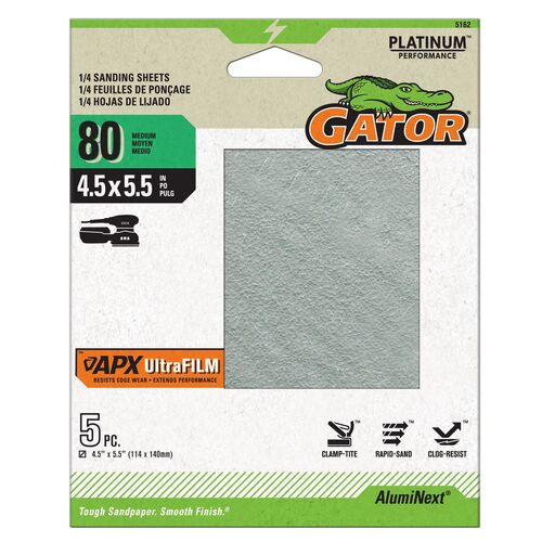1/4 Sheet AlumiNext Clamp-On Sandpaper 5-Pack - 80 Grit