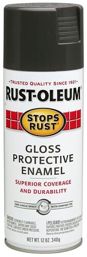 Stops Rust Protective Enamel Spray Paint in Gloss Charcoal - 12 oz
