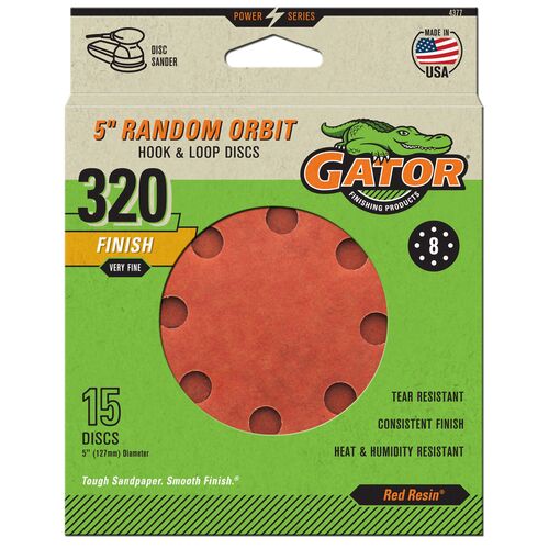 5" Random Orbit Hook & Loop Sanding Discs 15-Pack - 320 Grit