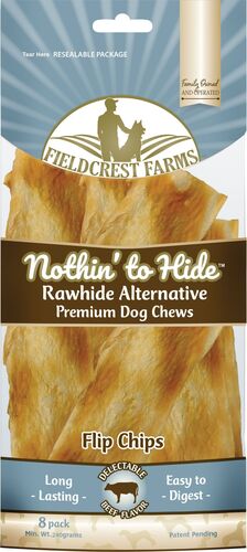 Nothin' To Hide Rawhide  Alternative Beef Flavored Flip Chips - 8 Pack