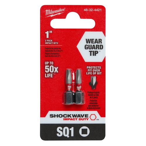 1" SHOCKWAVE Impact Square Bits 2-Pack - SQ1