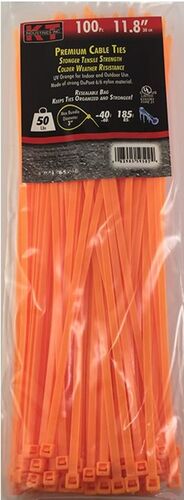 11.8" Standard Duty Cable Ties in Orange - 100/pk