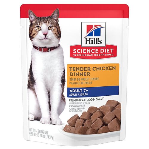 Adult 7+ Tender Chicken Dinner Cat Food - 2.8 oz Pouch