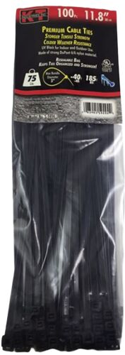 11.8" Standard Duty Cable Ties in UV Black - 100/pk
