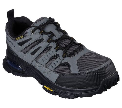 Men's Skech-Air Envoy Steel Toe Work Shoes in Gray