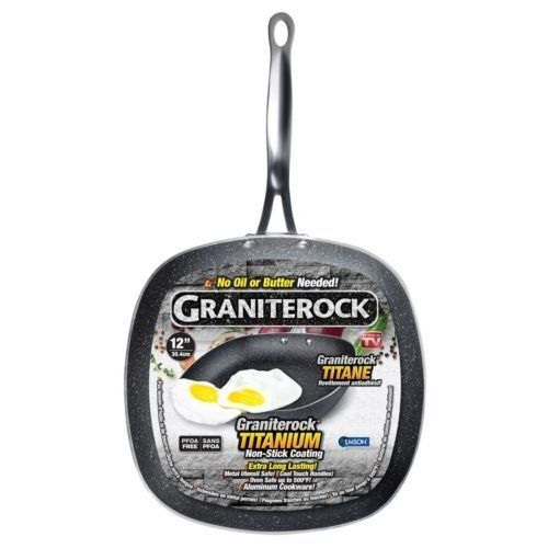 Granite Rock 12" Nonstick Triple Coated Mineral Enforced Square Frying Pan