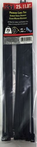 11.8" Standard Duty Cable Ties in UV Black- 25/pk