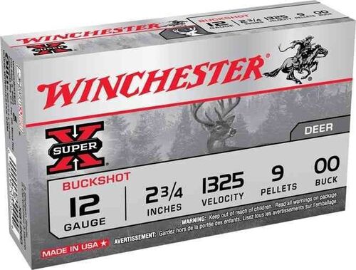 Super-X 12 Gauge 2.75" 00 Buckshot Shotshells - 5 Rounds